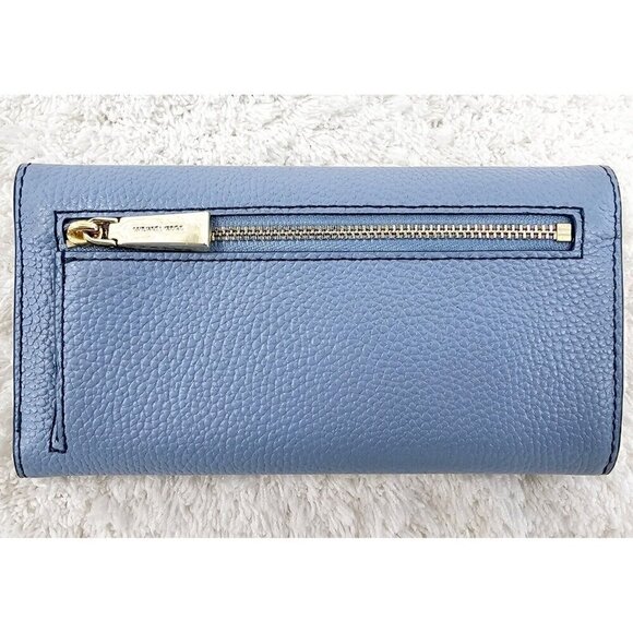 MICHAEL KORS Money Pieces Large Blue Pebble Leather Tri-Fold Envelope Wallet - Picture 15 of 16